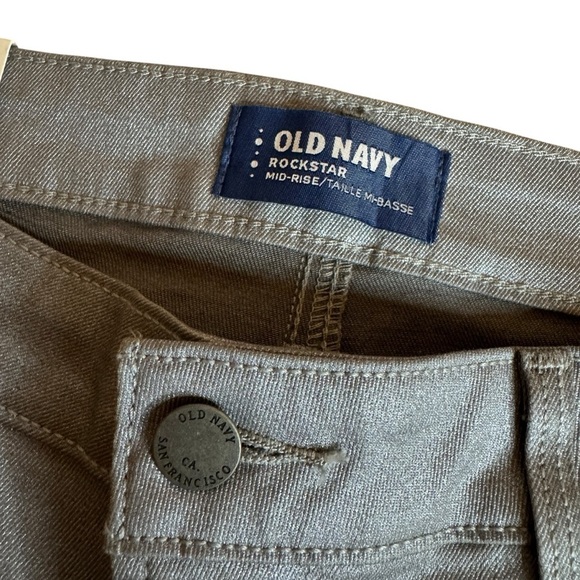 NWT Old Navy Rockstar Super Skinny mid rise silver gray shimmer jeans women’s 12 - Picture 5 of 11